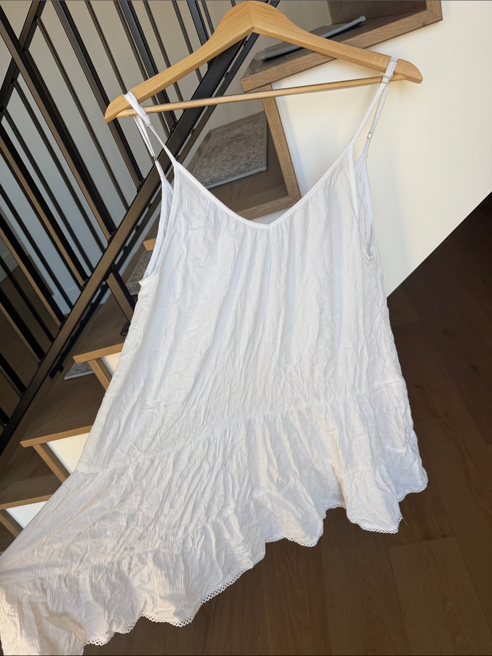Nordstrom White Ruffle-Hem Spaghetti Strap Camisole